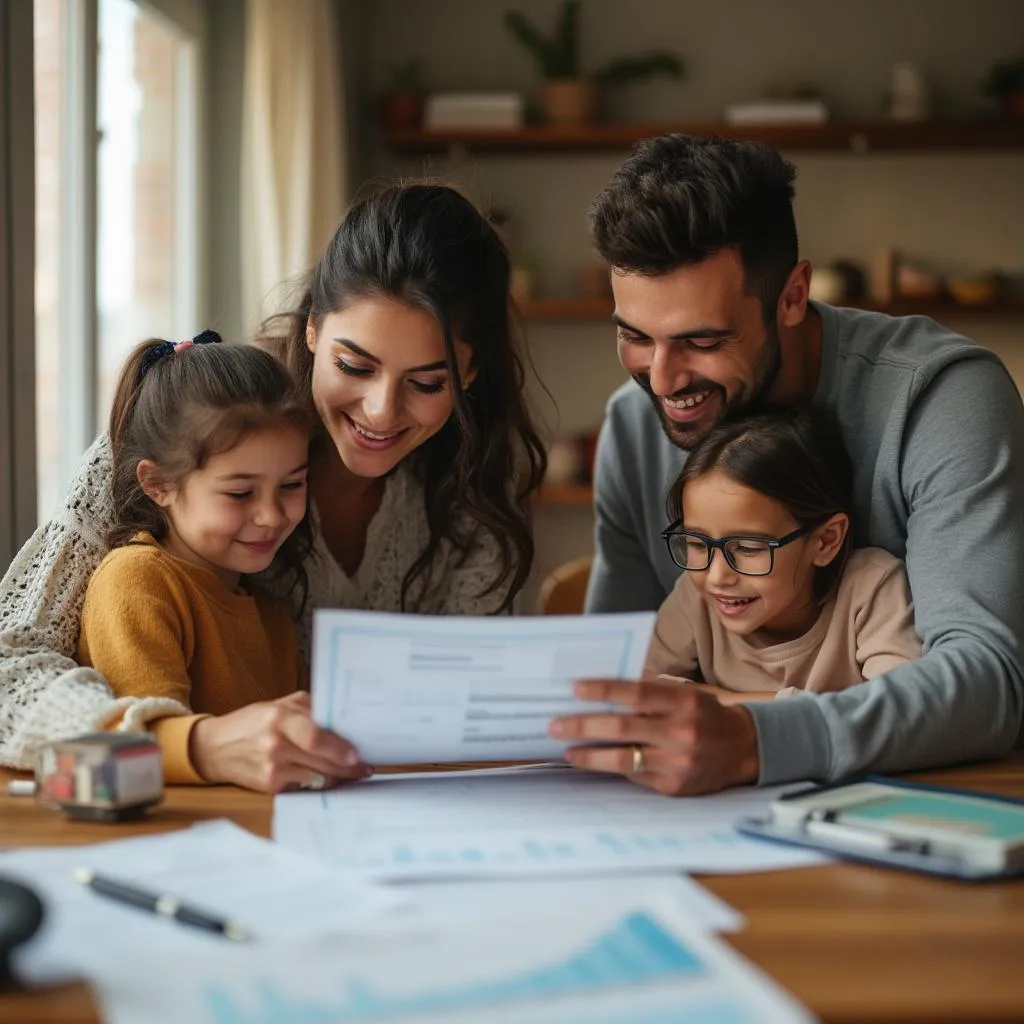 Familia planificando su futuro financiero
